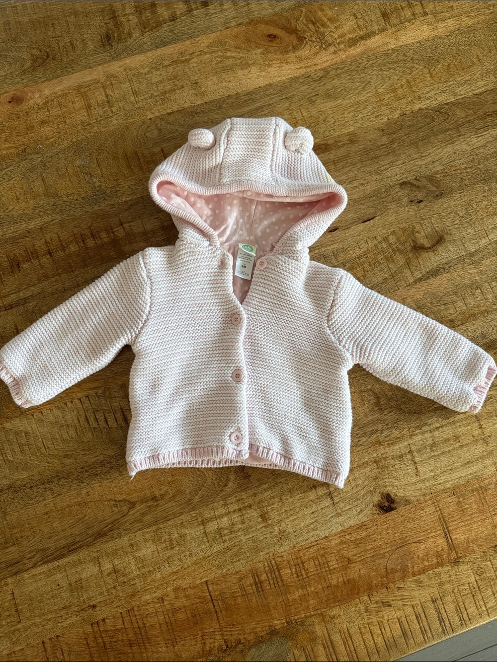 Little Me Pink Knit Hooded Baby Cardigan with Ear Details